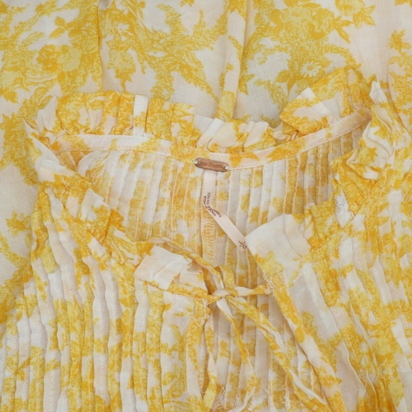 Free People Marigold Printed Floral Lace Dress L - Picture 7 of 8